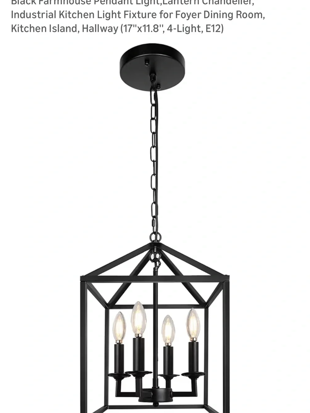 Black 4-Light Farmhouse Pendant Chandelier - Brand